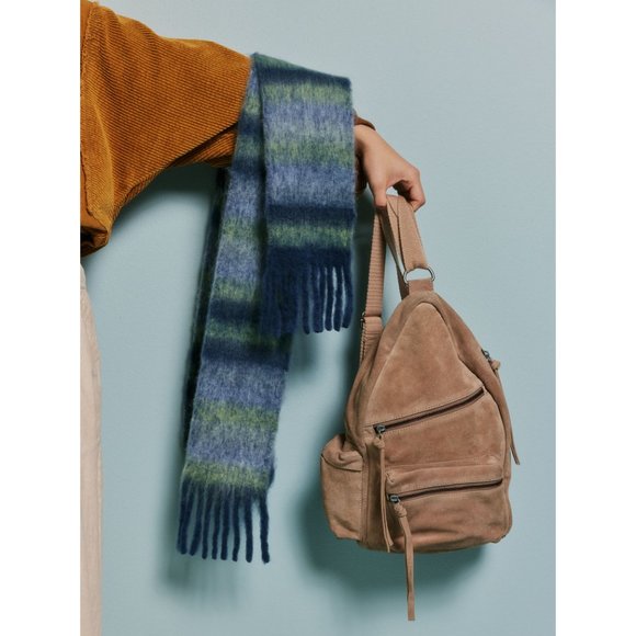 🎉LAST CHANCE🎉 FREE PEOPLE Sweet Valley Stripe Skinny Scarf / Moss - Picture 5 of 7